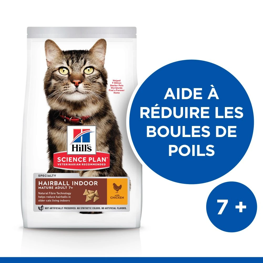 Hill's Science Plan Adult Hairball Indoor Croquettes Pour Chat Sénior D'intérieur Au Poulet 1,5 Kg – Image 2