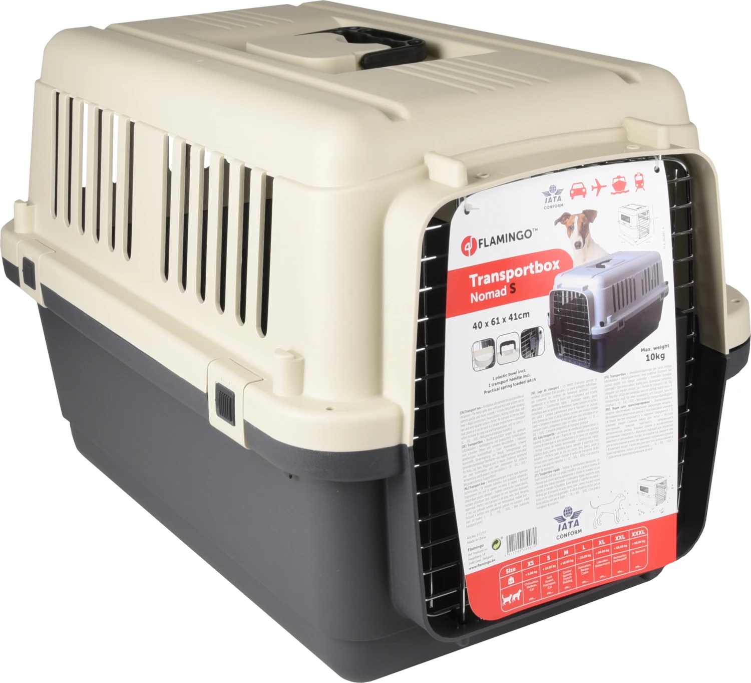 Flamingo Cage De Transport Nomad Gris S 40x61x41cm – Image 2