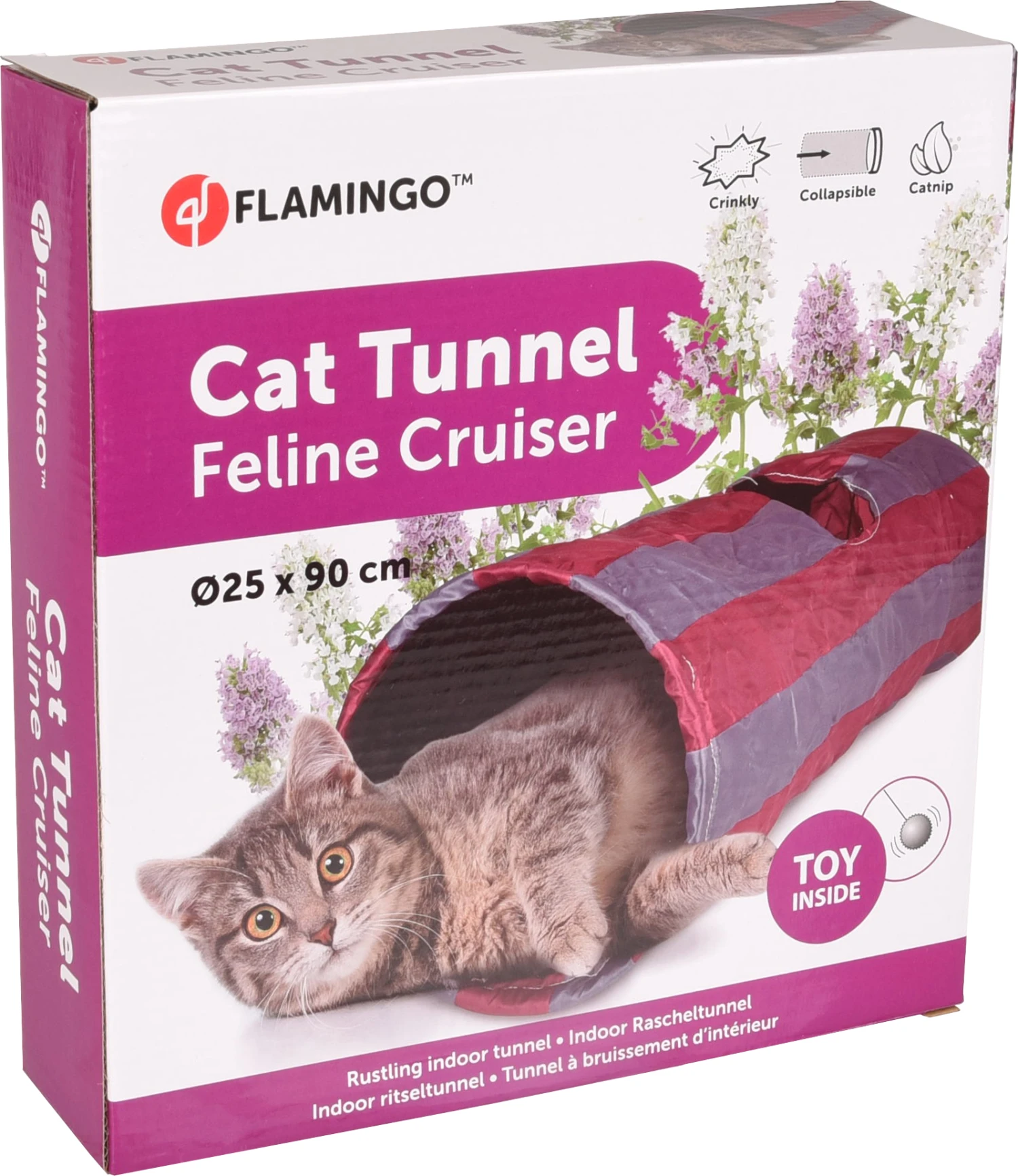 Flamingo Tunnel Pour Chat Rouge/gris 90cm Dia.25cm – Image 2