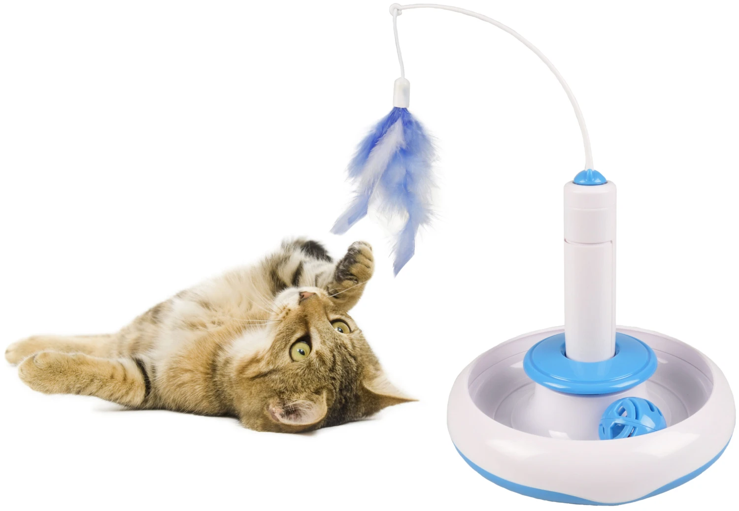 Flamingo Jouet Chat Plaque Plume Et Balle 20x20x29cm – Image 4